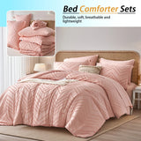 7-Piece Cut-Flower Quilted Comforter Set – Soft All-Season Bedding (Elegant Floral Texture)