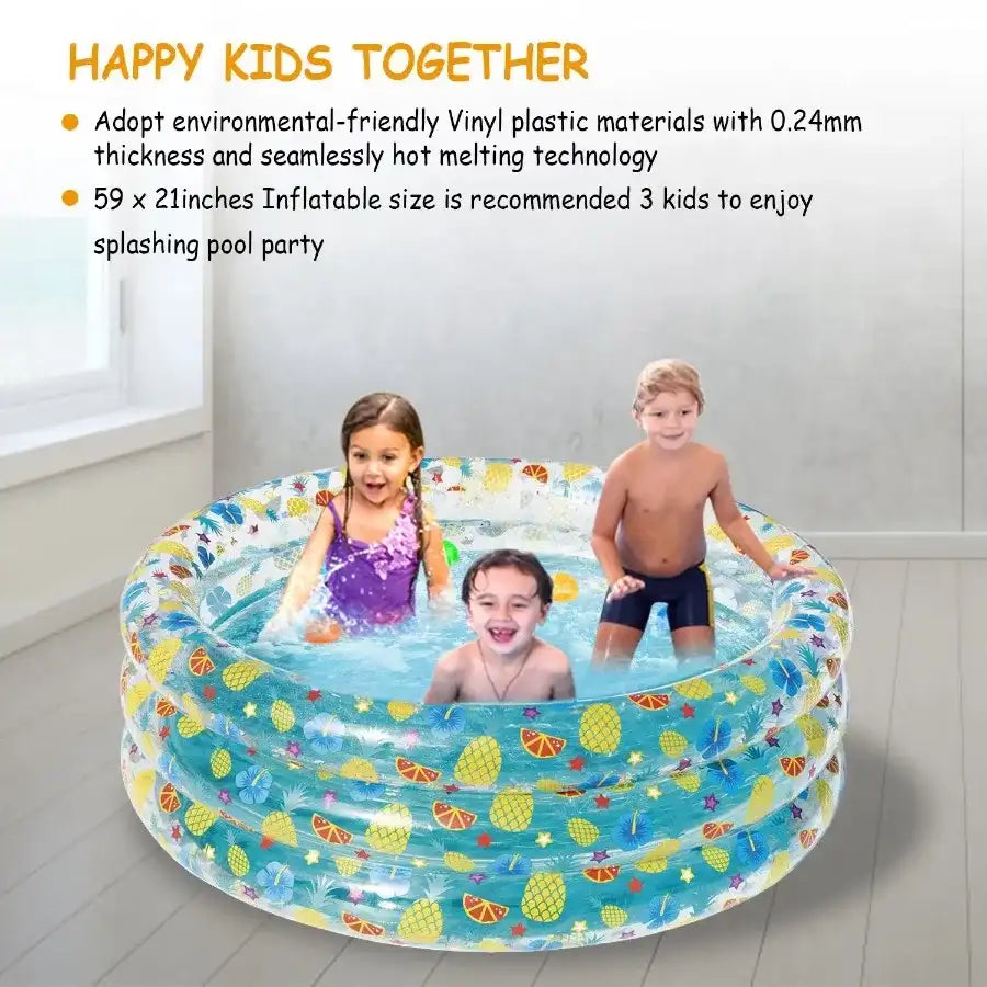 59 × 21 in Inflatable Family Swimming Pool – Large Blow-Up Outdoor Foldable Pool