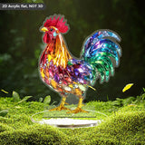 Colorful Acrylic Animal Figurines – 2D Flat Owl & Rooster Decorative Plaques with Base Stand | Modern Tabletop Décor
