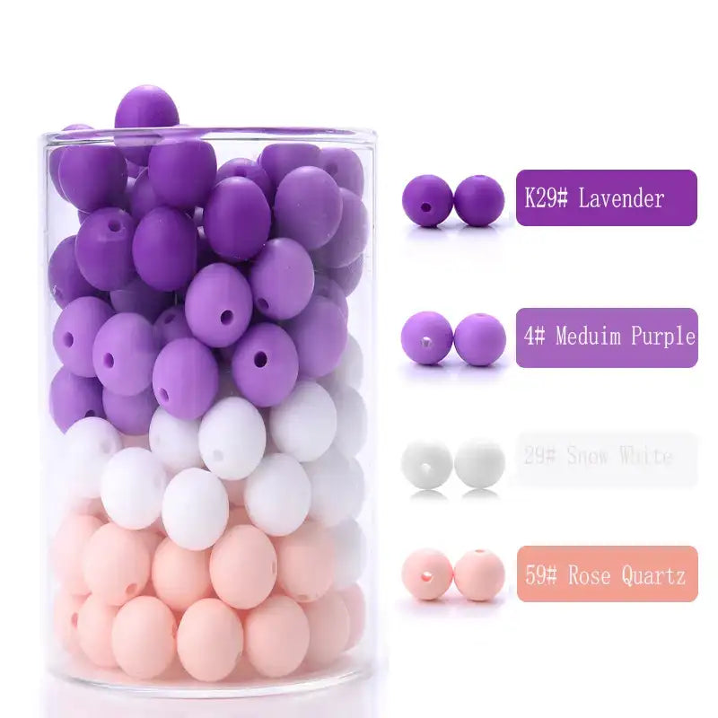 100-Piece 12 mm Silicone Beads Set for Baby Teething & Pacifier Chain – BPA-Free Chewable DIY Accessory