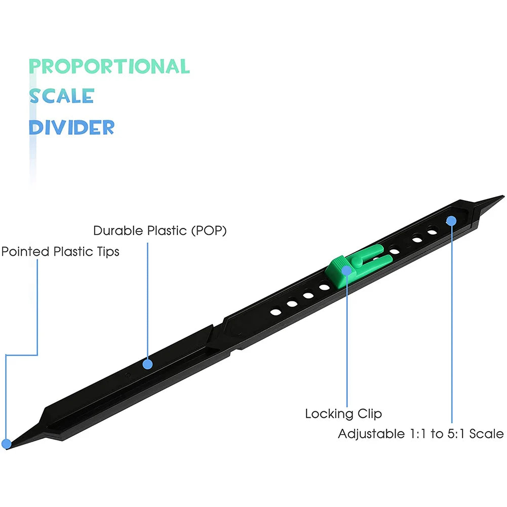 Adjustable Scale Divider Drawing Tool – 25.4 cm Proportional Measuring Instrument for Art & Education