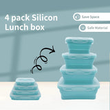 4-Pack Silicone Collapsible Lunch & Food Storage Boxes – Flat Stack Design with Lids, BPA-Free