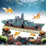 AquaFort Warship Wreck Aquarium Ornament – Realistic Shipwreck Cave Decoration for Fish Tanks