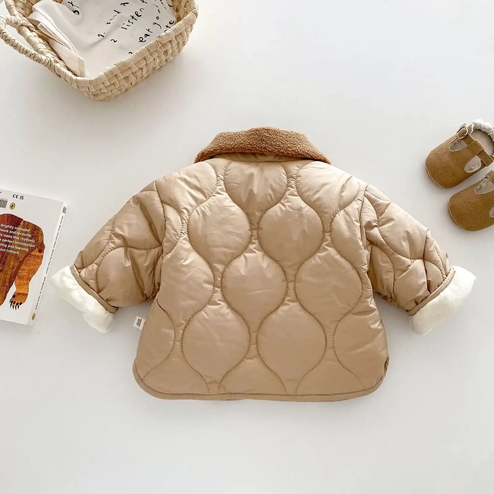 Children’s Teddy Bear Warm Cotton Jacket & Snow Pants Set – Korean Style Winter Coat for Boys & Girls