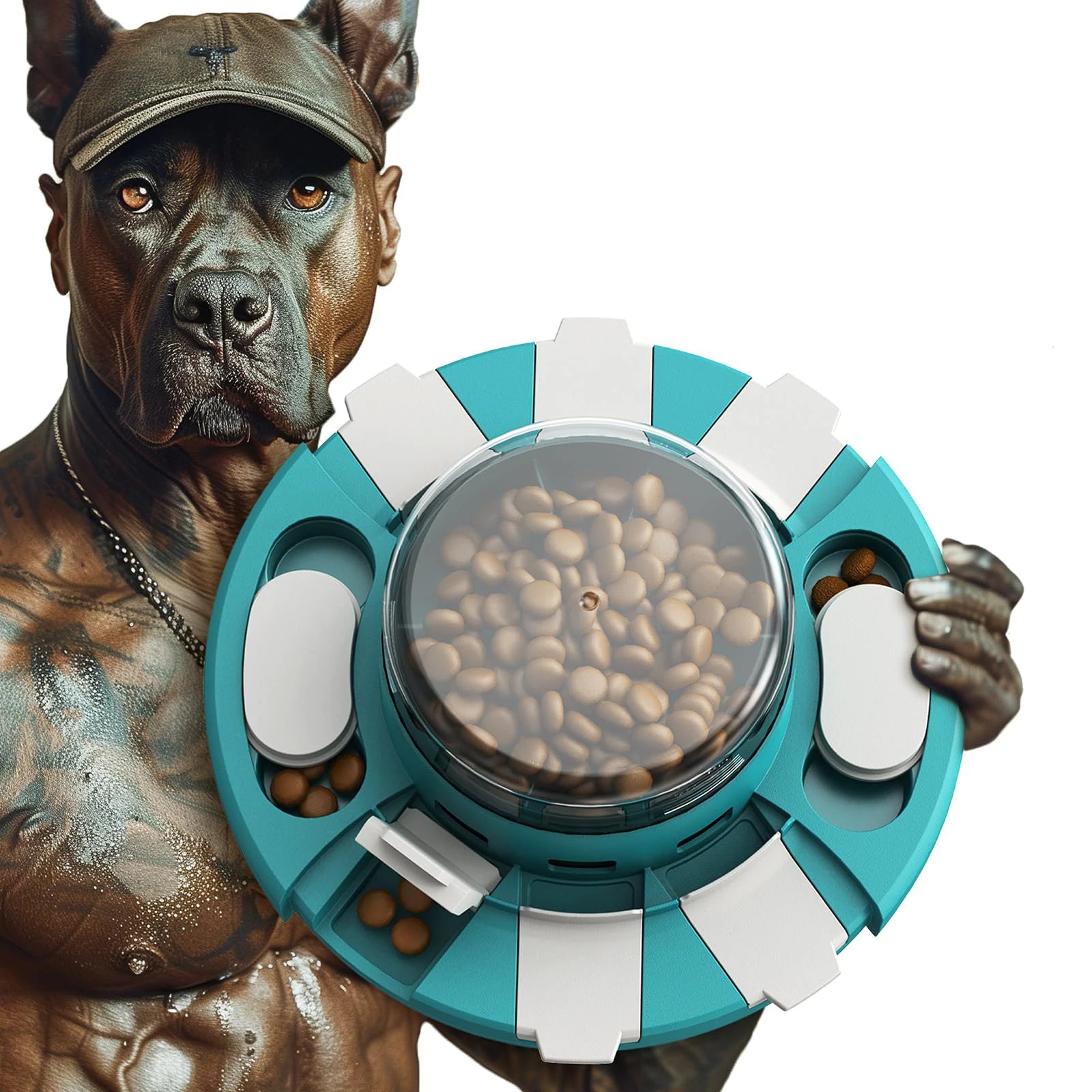 KADTC Dog Puzzle Toy with Button – Level 2 Food Dispenser & Slow Feeder for Puppies & Dogs