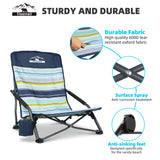 Tisetrail Portable Beach Chair – Low-Back Sling Folding Chair with Cup Holder for Adults (Lightweight, Indoor/Outdoor, Camping/Travel)