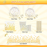 White & Gold Disposable Party Dinnerware Set (121pcs) – Elegant Plates, Cups & Napkins
