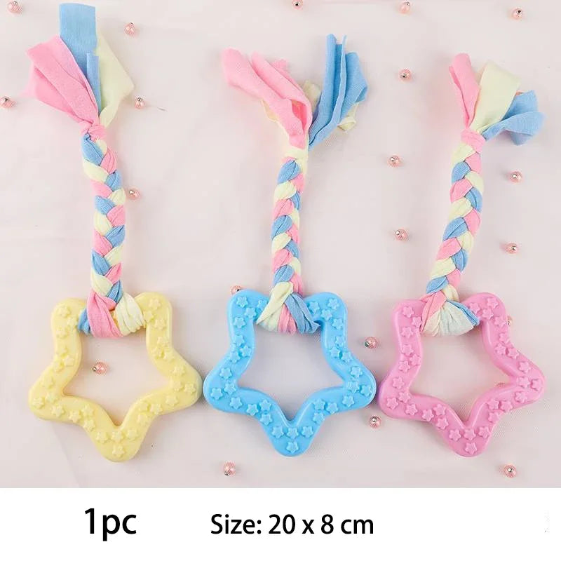 TPR Knot Chew Toys – Bite-Resistant Training & Teeth Cleaning Toys for Small Dogs
