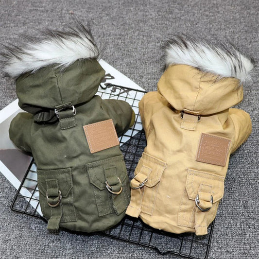 Dog Winter Jacket with Harness – Heavy-Duty Warm Coat & Hoodie Vest for Outdoor Hiking (Small–Large Dogs)