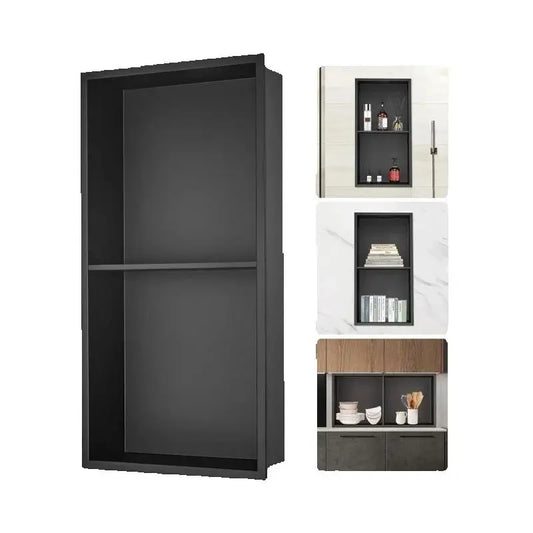 No-Tile 304 Stainless Steel Recessed Shower Niche – Double Shelf Wall Insert