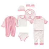 8-Piece Newborn Baby Outfit Set – Tops, Romper, Pants, Hat, Bib, Socks & Shoes for Baby Boys & Girls (Unisex)