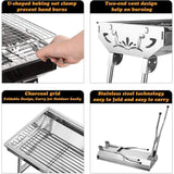 “Portable Charcoal BBQ Grill – Stainless Steel Folding Barbecue Tool Kit for Outdoor Cooking, Camping & Picnics”