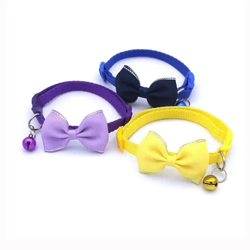 Adjustable Pet Collar with Bow Tie & Bell – Cute Dog Collar for Puppies, Cats & Rabbits, Stylish & Comfortable Design