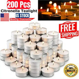 200-Pack White Unscented Tea Light Candles – Bulk Dripless 4-Hour Burn for Home, Events & Decorations”