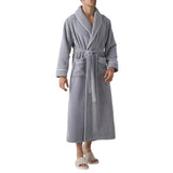 Luxurious Men’s Plush Shawl Collar Bathrobe – Soft Long-Sleeve Belted Spa Robe for Warmth & Style