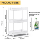 3-Tier Mobile Storage Cart – Bathroom & Laundry Organizer Utility Cart with Wheels