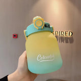 1000 ml Gradient Colour Reusable Water Bottle – Handle & Carry Strap, Leak-Proof Plastic Cup for Men & Women