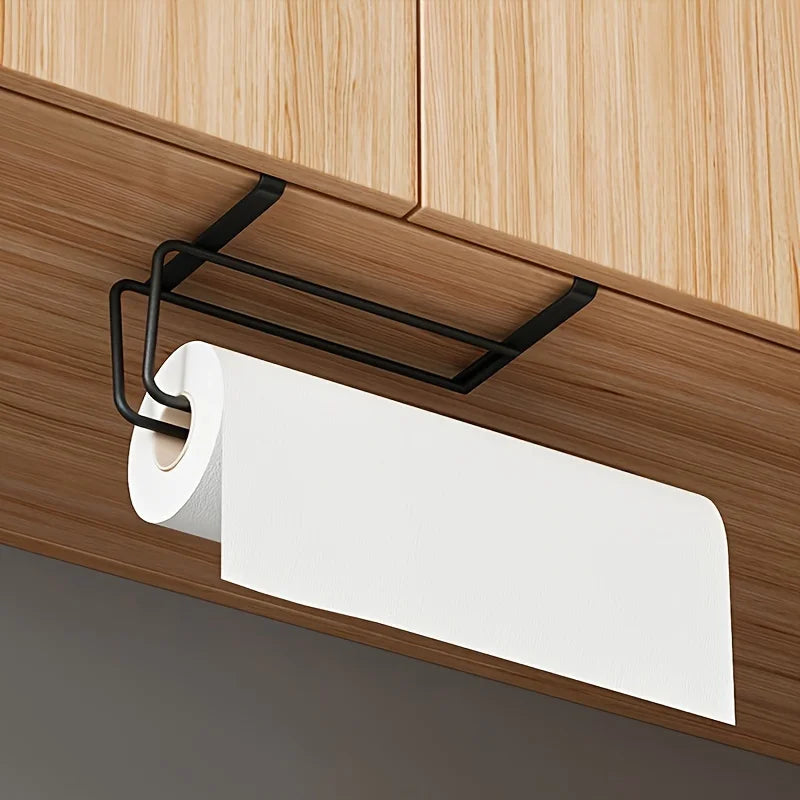 Perforation-Free Wall-Mounted Paper Towel Rack – Adhesive Plastic Roll Holder for Kitchen & Bathroom