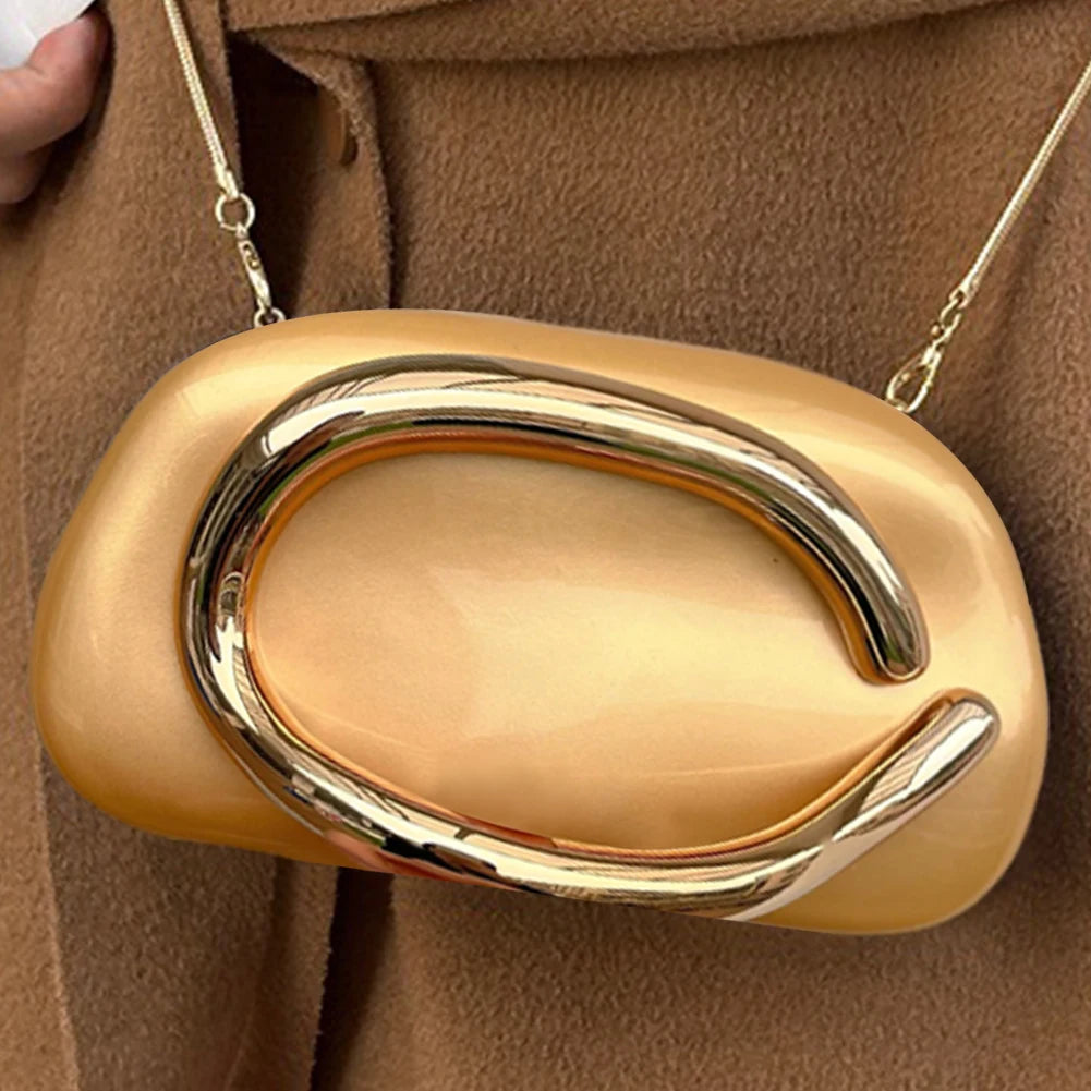Women’s Retro PU Leather Clutch Bag – Elegant Evening Party Shoulder Crossbody Purse with Chain Strap & Phone Holder