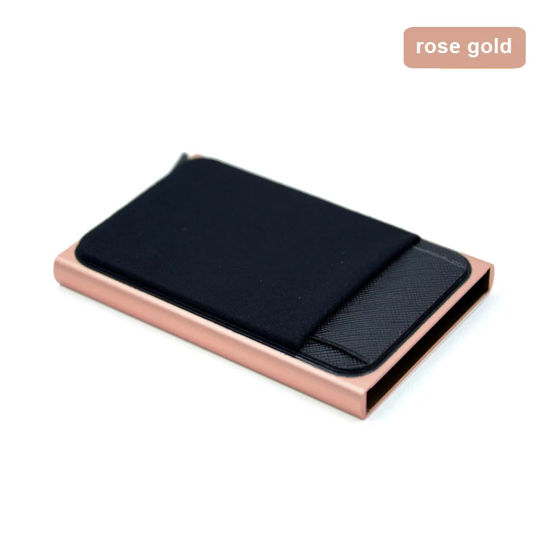Slim Aluminum RFID Wallet – Automatic Pop-Up Credit Card Holder with Elastic Back Pouch 💳⚡