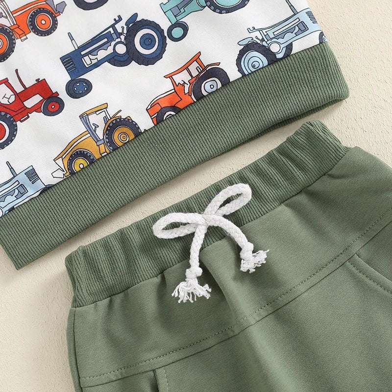 Lioraitiin Baby Boys Set – Long Sleeve Crew Neck Sweatshirt & Elastic Waist Sweatpants Infant Clothes
