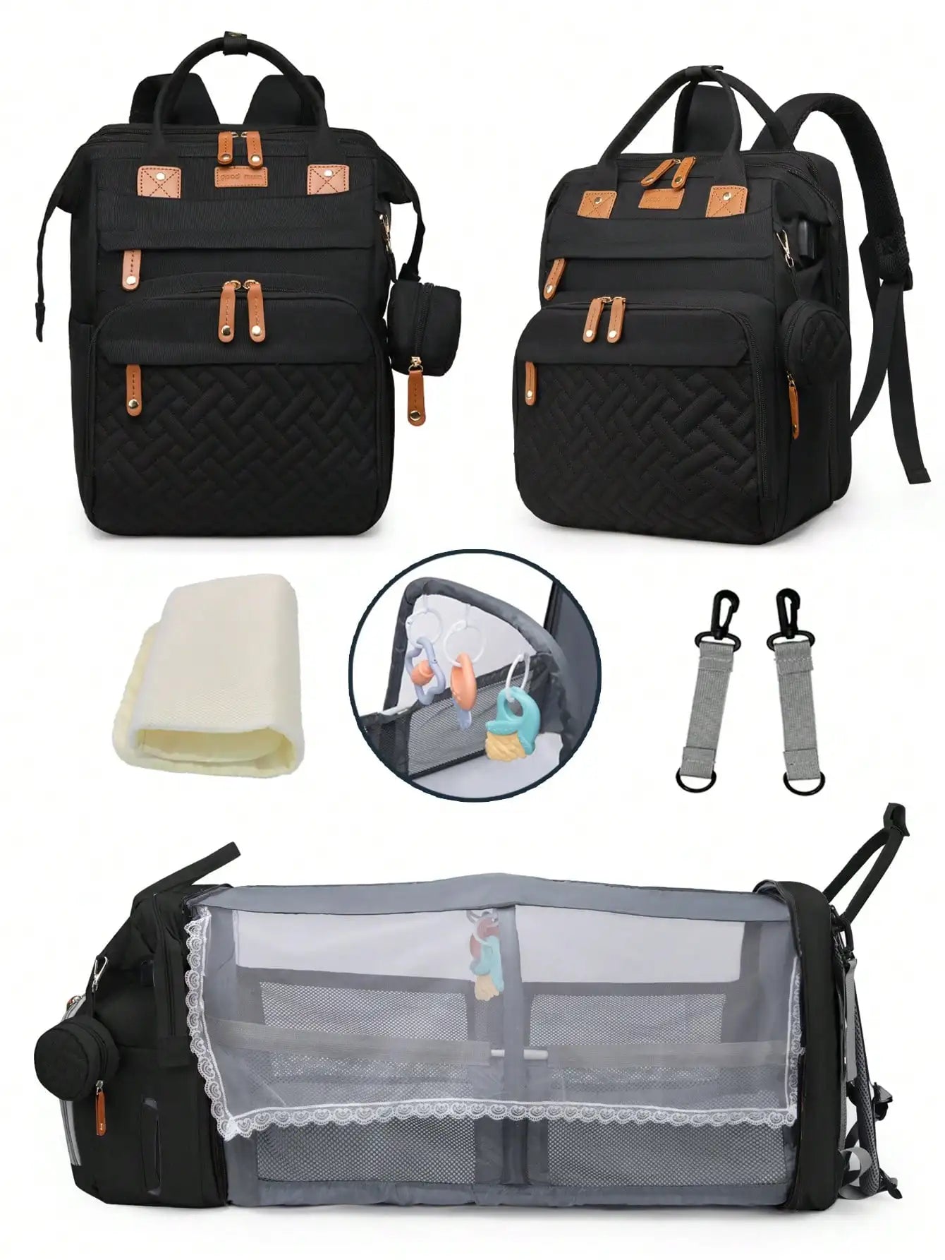 Large Diaper Bag with Changing Station – Waterproof Multifunction Baby Backpack with USB Port | Lightweight Travel Diaper Bag for Moms & Dads