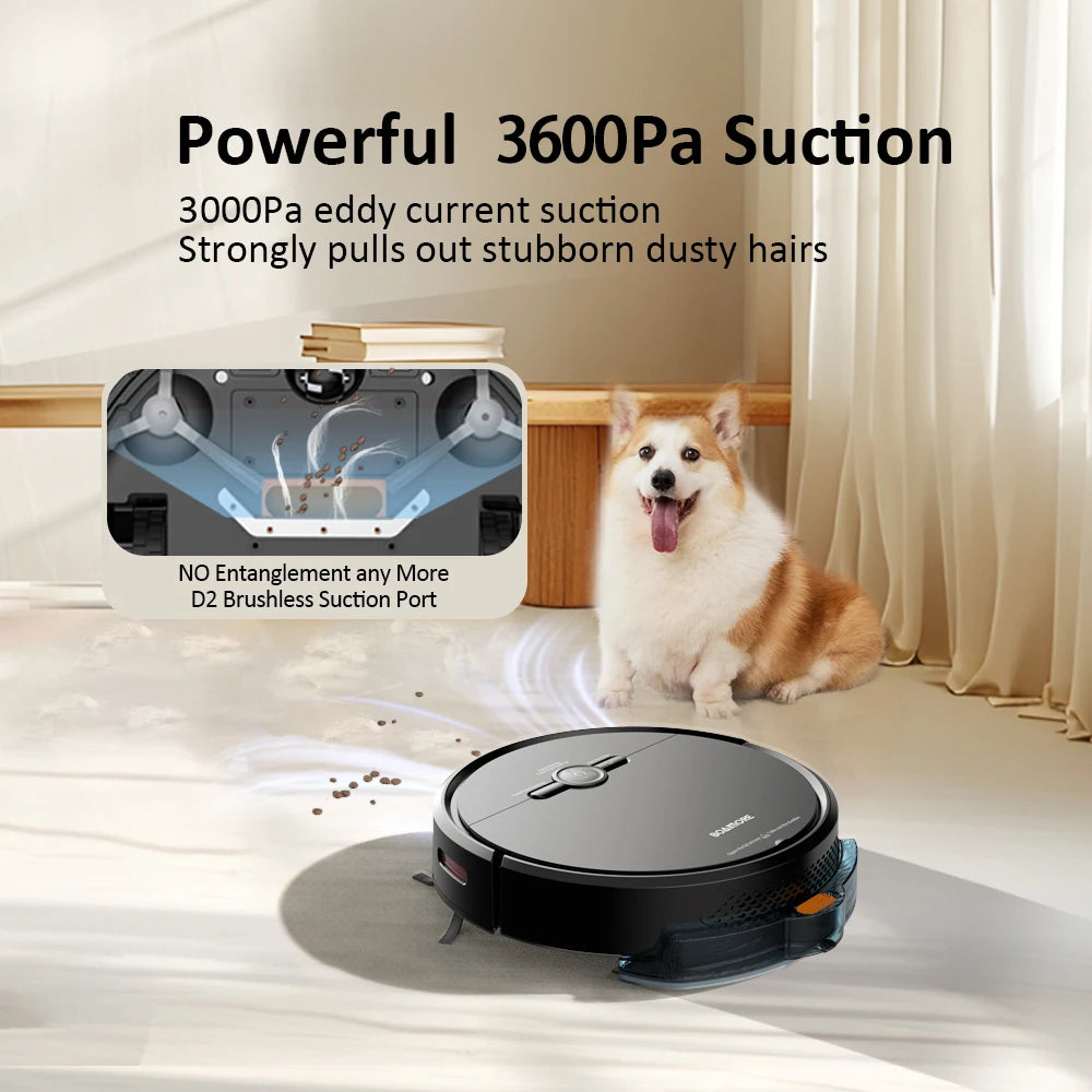 Wi-Fi App-Controlled Robot Vacuum – 3600 Pa Strong Suction, Auto-Docking & Smart Navigation