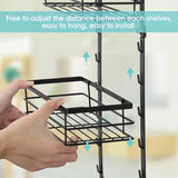 Adjustable Over-the-Door Shower Caddy Rack – Rust-Proof Shelves + Hooks for Bathroom & Kitchen Storage