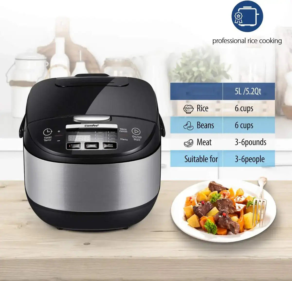 Japanese Rice Cooker with Fuzzy Logic Technology – 10 Cup Uncooked / 20 Cup Cooked, Large Capacity Rice Maker with 24-Hour Delay Timer