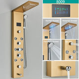 LED Light Rainfall Shower Panel System – Thermostatic Mixer Tap with Massage Jets & Digital Temperature Screen