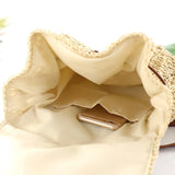 Handmade Woven Straw Shoulder Backpack for Women – Casual Beach Top Handle Bag