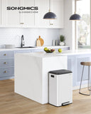 SONGMICS 10.5 Gallon Kitchen Trash Can – 40 L Stainless Steel with Wide Foot Pedal, Soft-Close Lid & Stays-Open Feature