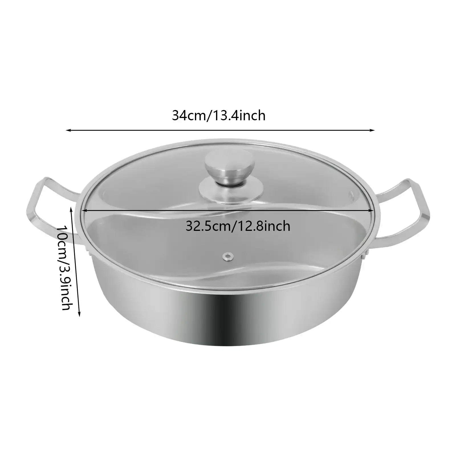 304 Stainless Steel Double-Flavor Hot Pot – Tempered Glass Lid, 5 L / 7 L Capacity