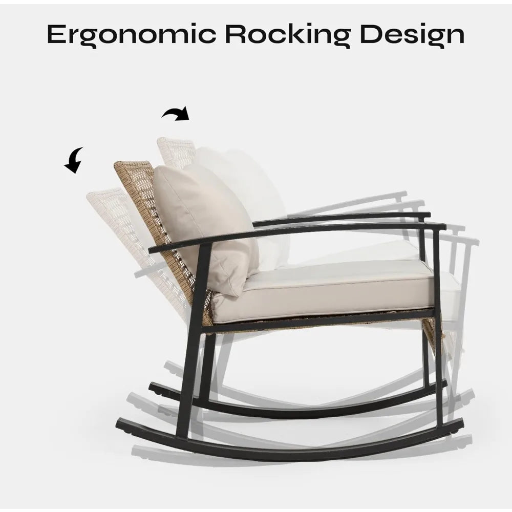 3-Piece Outdoor Rattan Patio Furniture Set with 2 Oversized Chairs & 2-Tier Coffee Table