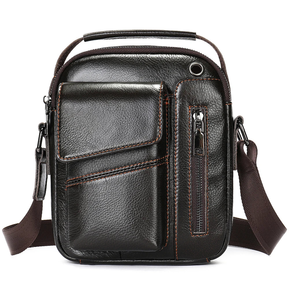 WESTAL Crazy Horse Leather Men’s Shoulder Bag – Vintage Crossbody Messenger Bag with USB Charging Port