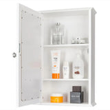 White Wall-Mounted Bathroom Cabinet with Mirror – Single Door Storage Unit