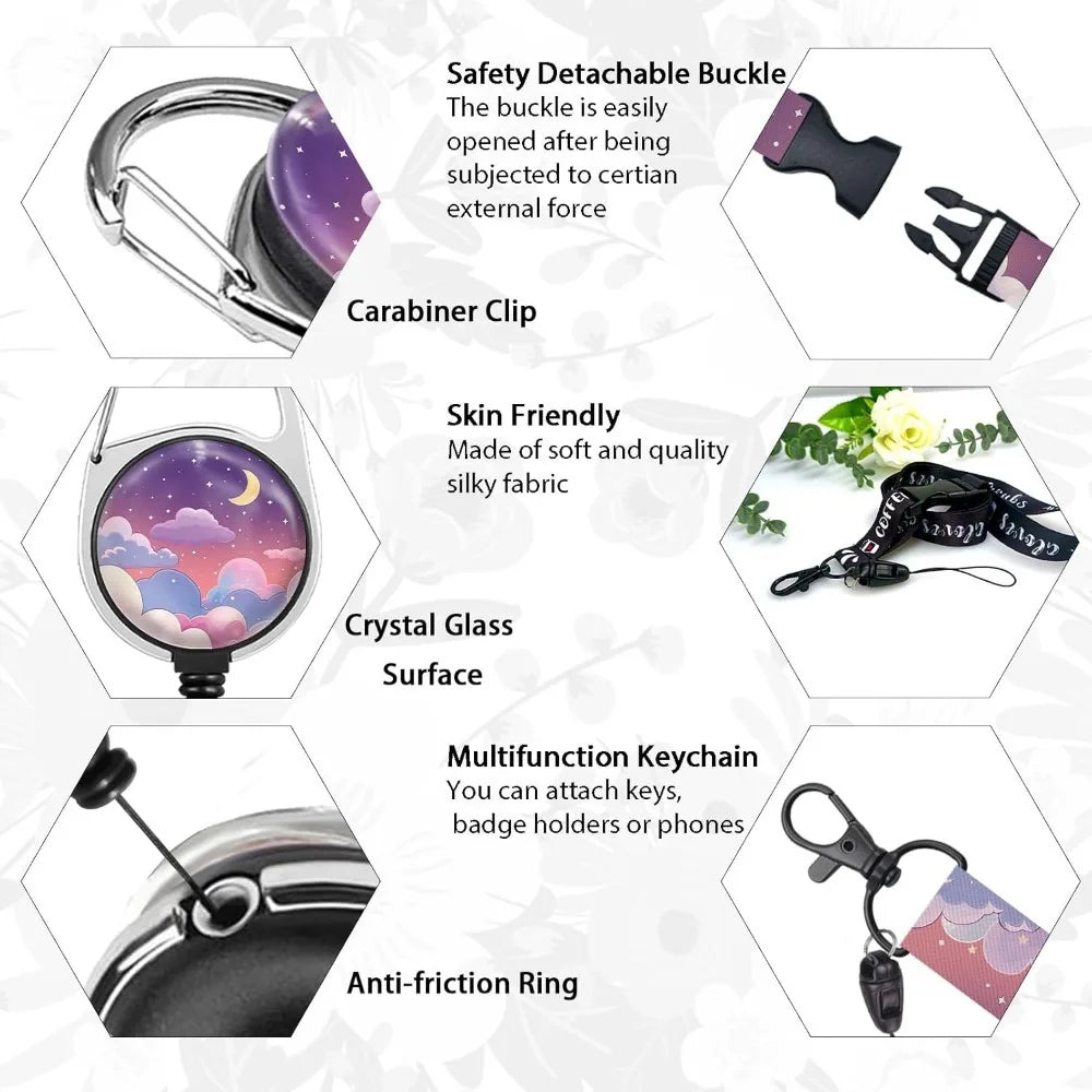 ID Badge Holder Combo – Retractable Badge Reel & Lanyard with Clip; Secure Name Tag Display for Work or Office
