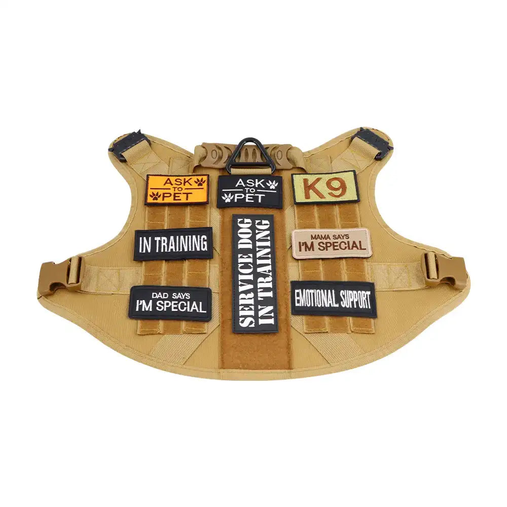 12-Piece Tactical Patch Bundle – Personalized Name ID Tags & Stickers for Dog Vest, Harness & Collar”