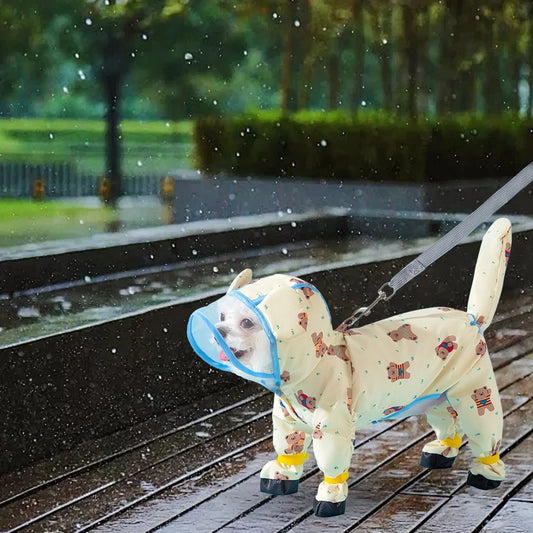 Small Dog Waterproof Raincoat with Tail & Feet Cover – Perfect Portable Jacket for Puppies