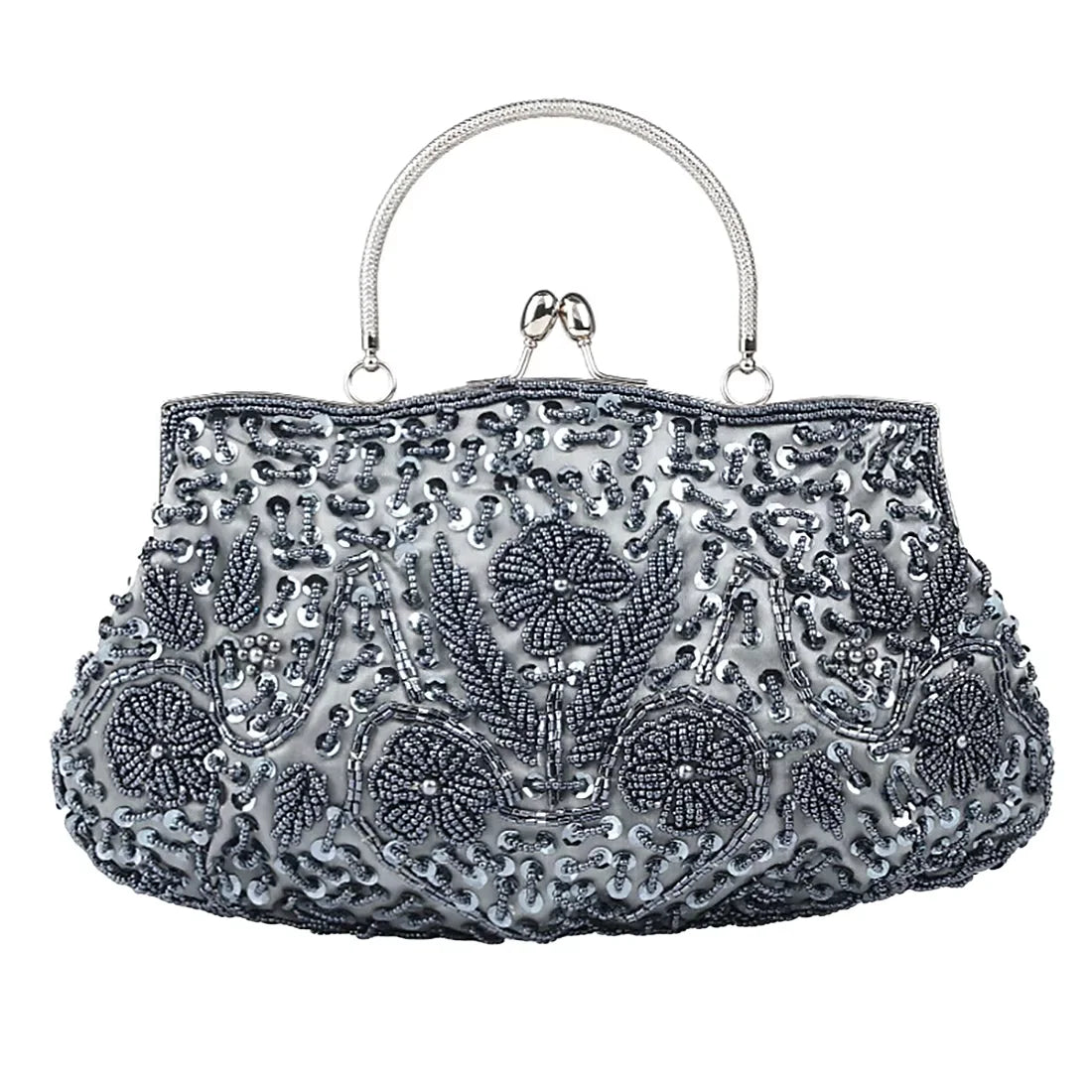 Women’s Retro Beaded Embroidered Tote – Small Evening Clutch Purse with Shoulder Chain for Weddings & Parties