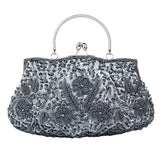 Women’s Retro Beaded Embroidered Tote – Small Evening Clutch Purse with Shoulder Chain for Weddings & Parties