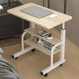 Student Desk Bedside Movable Double-Layer Space-Saving Table with Wheels