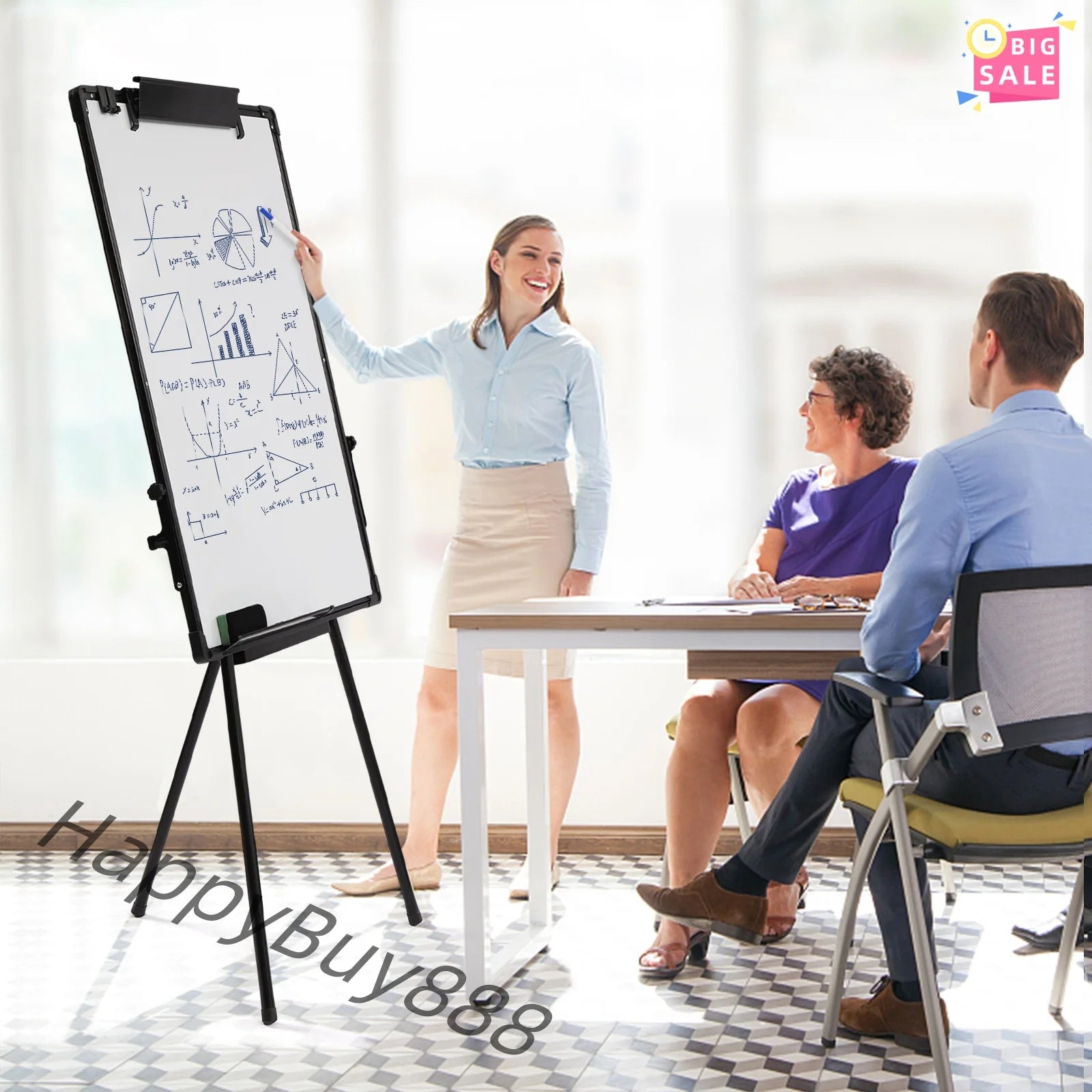 Adjustable Flip-Chart Whiteboard Tripod – 91 × 61 cm Magnetic Dry-Erase Easel for Office, School & Home