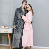 Thick Coral Velvet Bathrobe – Warm Winter Long Robe for Men & Women | Soft Couple Pajama Robe & Shower Wrap
