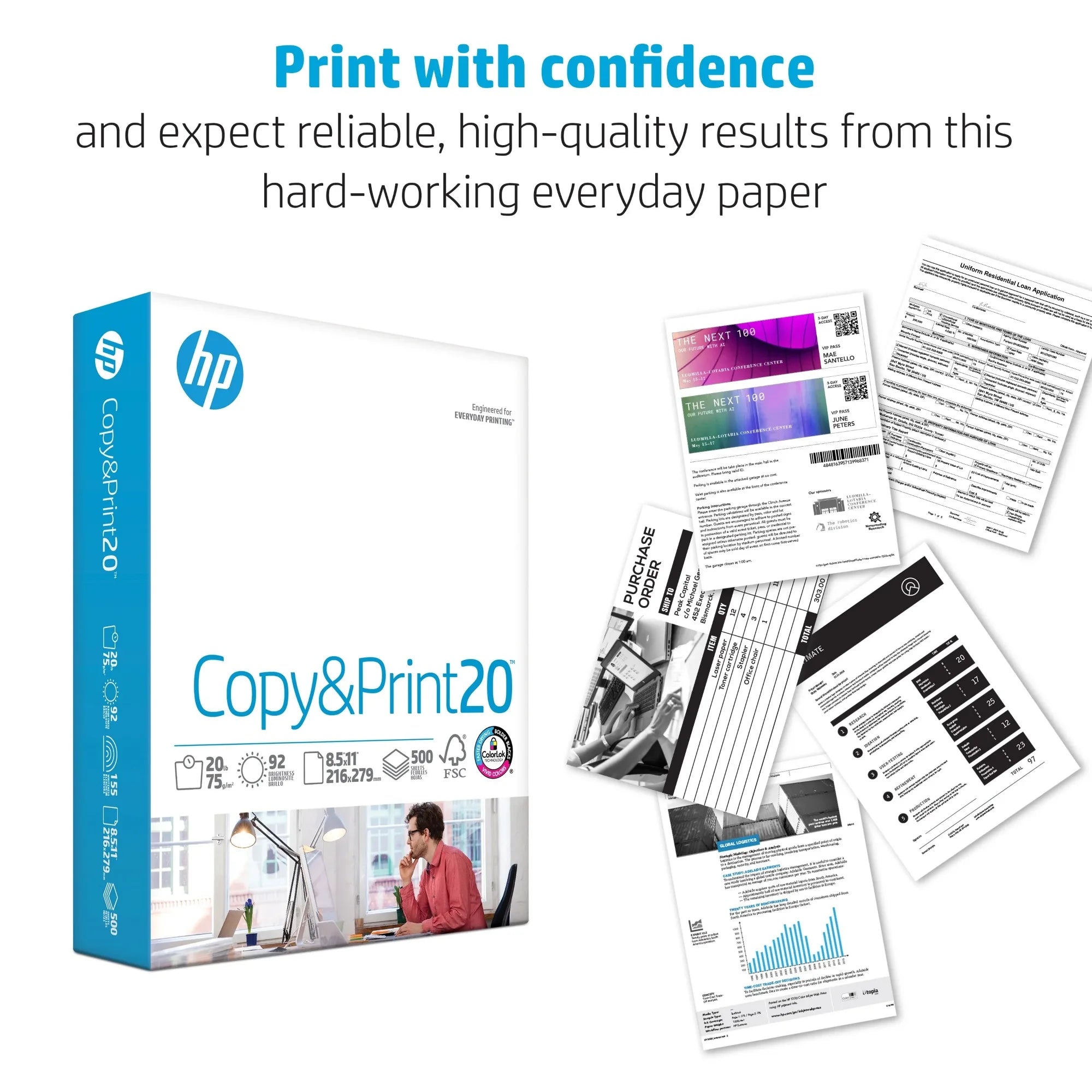 📄 Printer Copy Paper – 20 lb White Paper, 8.5" x 11", 92 Brightness, 3 Reams (1500 Sheets)