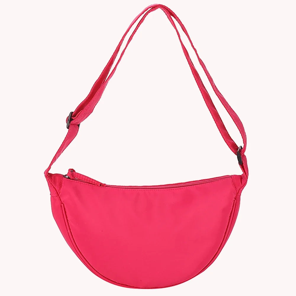 Women’s Crescent-Shape Nylon Shoulder & Crossbody Bag – Simple Elegant Daily Handbag