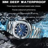 Poedagar Luxury Casual Men’s Watch – Square Dial, Stainless Steel, Luminous, Waterproof with Calendar & Gift Box