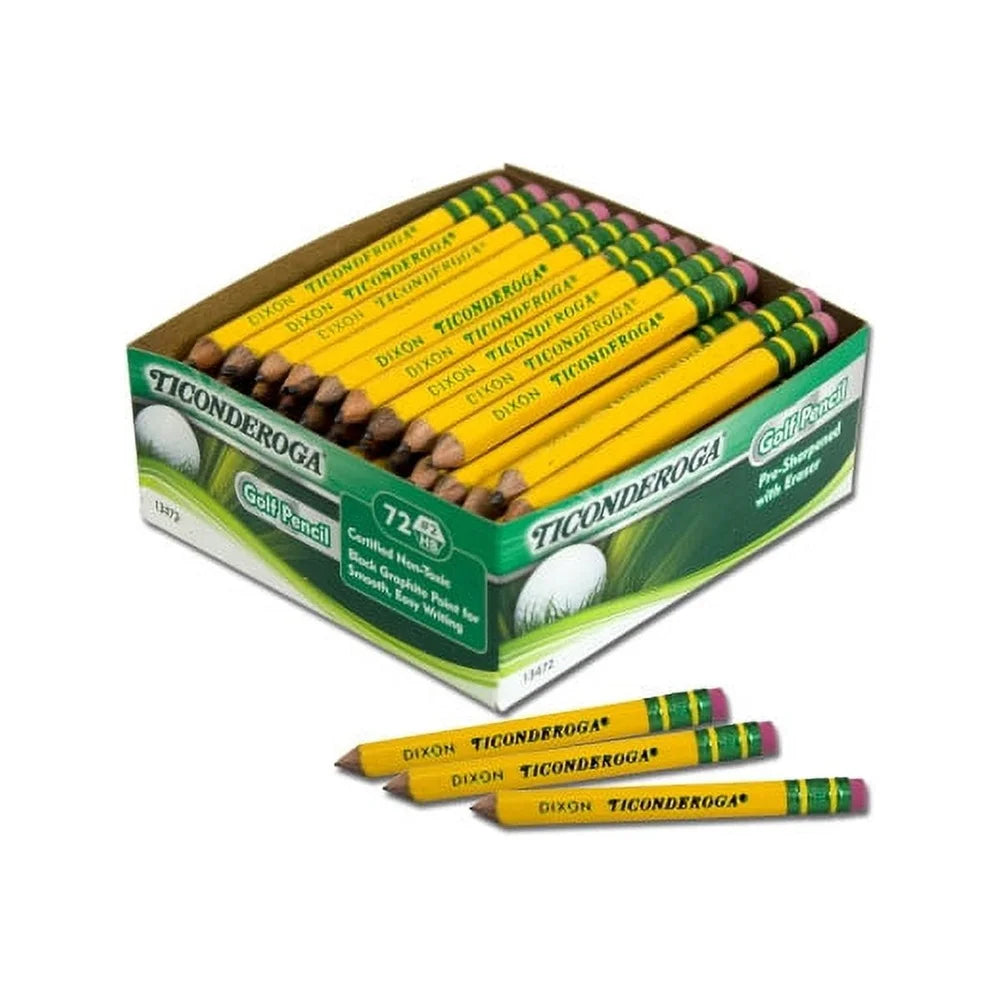 Golf Survey Pencils with Erasers – 72-Count Pre-Sharpened Wooden Pencils, 0.7 mm Lead