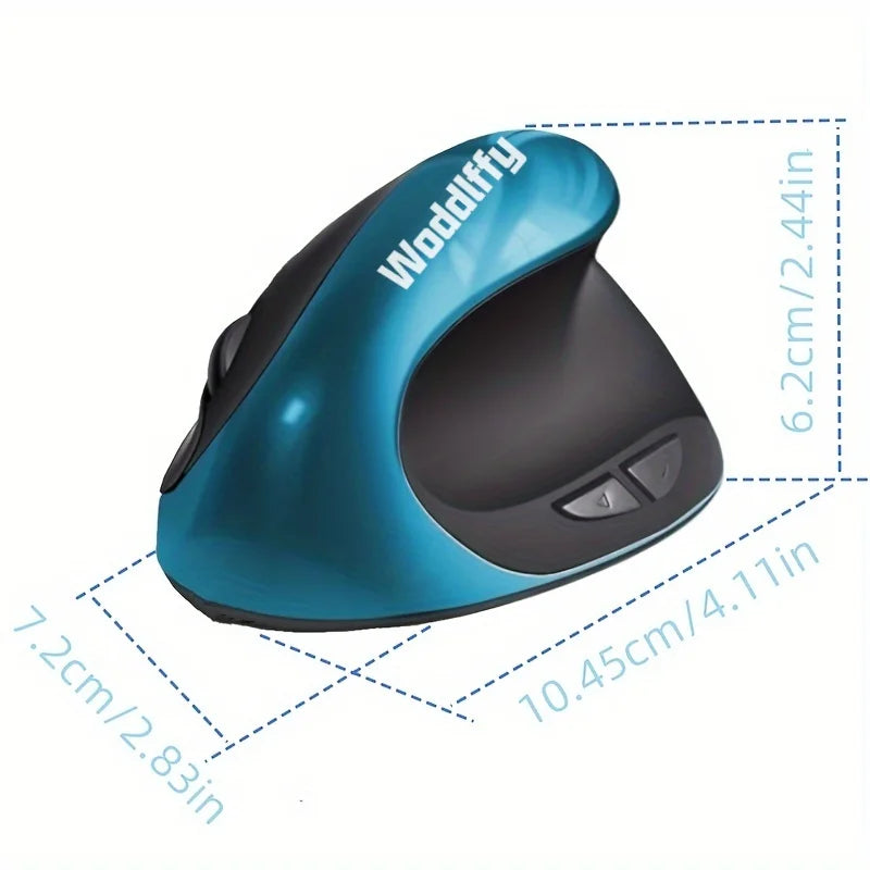 Ergonomic Wireless Vertical Mouse – Right-Handed Small Mouse with 6 Buttons for Laptop, Desktop & MacBook (Blue)