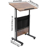 🖥️ Standing Desk 16–24 Inches – Portable Laptop Desk with Lockable Wheels & Rolling Stand-Up Workstation (Brown/Black)